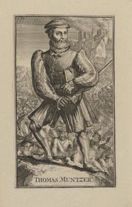 Thomas Muntzer (Munzer) (n. 1489-1525), kiertävä pappi ja talonpoikaissodan uskonnollinen johtaja Saksassa - Barokki: Thomas Muentzerin muotokuva, Hooghe, Romeyn de (1645-1708)