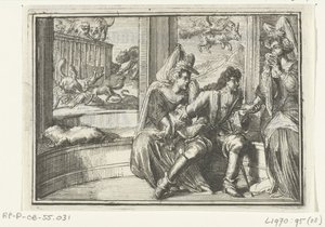 Pamfletin otsikkosivu: De Hobbel in de Wacht, Haasejagt, 1702 Hobbel odotuksessa, Haasejagtilla (otsikko esineessä) Esopus in Europe (sarjan nimi) tekijältä Romeyn de Hooghe