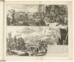 Kaksi kuvausta Parman herttuan Antwerpenin piirityksestä, 1584-1585 Commencement du Sige d