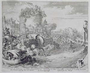Wienin painosykli, Taborin saaren valloitus Leopoldstadtin laitamilla, 1683. tekijältä Romeyn de Hooghe