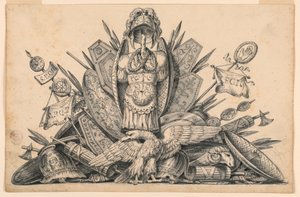 Piirustus, Aseiden palkinto, joka on tarkoitettu toteutettavaksi maalauksessa, 1830-1850. tekijältä Romolo Achille Liverani