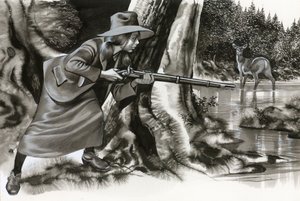 Annie Oakley ampuu hirveä tekijältä Ron Embleton