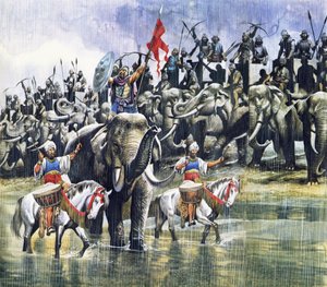 Kuningas Poroksen armeija kohtaa Aleksanteri Suuren kaatosateessa...