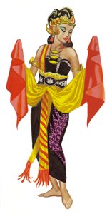 Mata Hari tanssii (guassi paperille)