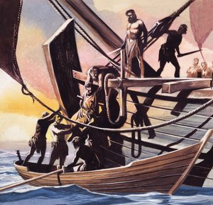 Merirosvot ottavat vangin (guassi paperille) tekijältä Ron Embleton