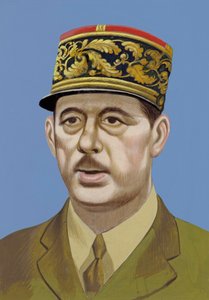 Charles De Gaullen muotokuva (guassi paperille) tekijältä Ron Embleton