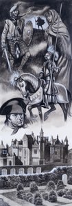 Skotlannin linna ja Skotlannin historian henkilöitä (guassi paperille) (gouache paperille) tekijältä Ron Embleton