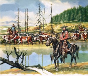 Texan cowboyt ajavat karjaa pohjoiseen tekijältä Ron Embleton