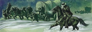 Talvinen vaunujuna (guassi paperille) tekijältä Ron Embleton