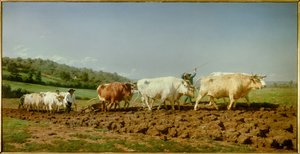 Nivernais kyntämässä, uppoamassa Marie Rosalie Bonheurin maalaus dit Rosa Bonheur (1822-1899) 1849 Su. 1,3 x 2,6 m Pariisi, Musee d