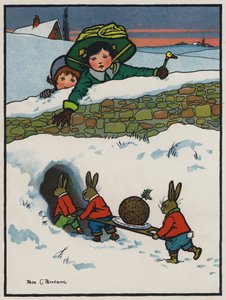 Kanien jouluillallinen (väri litho)