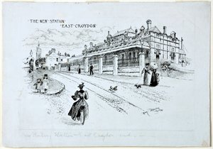 The New Station, East Croydon, heinäkuu 1896 (muste paperille)