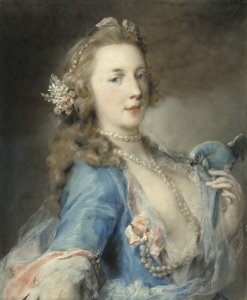 Nuori nainen papukaijan kanssa, n. 1730
