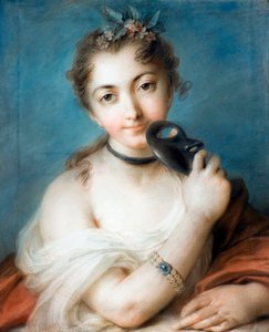 Muotokuva naamioituneesta naisesta Maalaus Rosalba Carriera (1675-1757) 1700-luku Yksityiskokoelma tekijältä Rosalba Giovanna Carriera