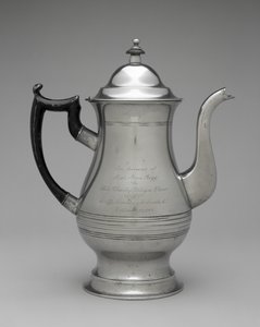 Kahvikannu tai teekannu, c. 1830-1870 (tina, tuntematon puu) tekijältä Roswell (attr.to) Gleason