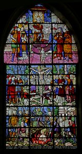 Ikkuna, joka kuvaa kohtauksia St Denisin elämästä, 1530-40