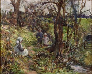 The Primrose Gatherers (öljy kankaalle) tekijältä Rowland Henry Hill