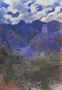 Kevään aamunkoitto San Fruttuosossa, kirjoittanut Rubaldo Merello (1872-1922), öljy kankaalle, 98x69 cm. Italia, 1900-luku. tekijältä Rubaldo Merello