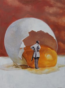 Surrealistinen mies ja jättimäinen muna