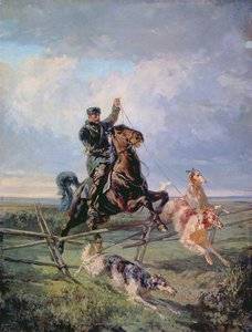 Metsästäjä Borzoisien kanssa, 1872 tekijältä Rudolph Frenz