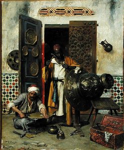 Metallityöläinen, n. 1888 (öljy paneelille) tekijältä Rudolphe Ernst