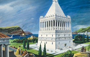 Halikarnassoksen mausoleumi, valmistui 353 eaa. (guassi paperille). tekijältä Ruggero Giovannini