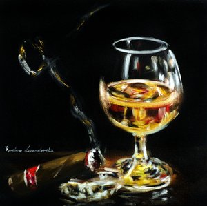 Herrasmiehen malja, 2025 (öljy kankaalle) tekijältä Ruslana Levandovska