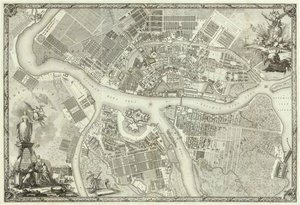 Pietarin kartta Kirja Pietarin perustamisen 50-vuotisjuhlaan, 1753 tekijältä Russian Master