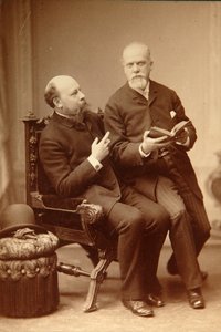 Taiteilija Pavel Vassiljevitš Šukovski (1846-1912) Historioitsija Aleksanteri Onegin (Otto) Weimarissa. Albumin valokuva tekijältä Russian Photographer