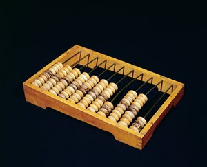 Abacus, helmilaskin, luultavasti 1800-luku (puu ja metalli)
