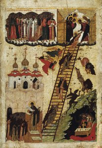 St. John Climacuksen taivaalliset tikkaat (tempera paneelissa) tekijältä Russian School