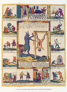 Härkä mieluummin teurastaja, venäläinen, 1700-luvun loppu (puupiirros) tekijältä Russian School