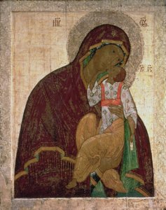 Nöyryyden Yakhroma Madonna, venäläinen ikoni, mahdollisesti Pihkovan koulu (tempera paneelissa) tekijältä Russian School