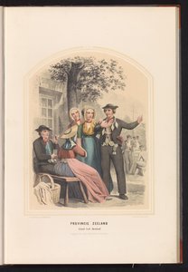South Bevelandin perinteinen puku Zeelandissa, 1857 Zeelandin maakunta. Zuid-Bevelandin saari / XIX (otsikko esineessä)