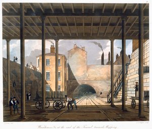 "Varastoja jne. tunnelin päässä Wappingiin", Liverpool, 1832-1833 tekijältä SG Hughes