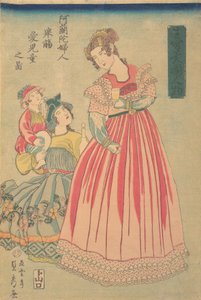 Hollantilainen nainen ja lapsi, 1860. tekijältä Sadahide Utagawa