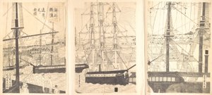 Ulkomaiset alukset offshoressa Yokohamassa, 1800-luku.