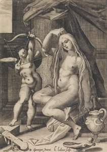 Venus ja Amor, 1571-1650. tekijältä Sadeler