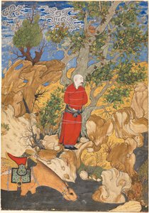 Aulad sidottu plataanipuuhun, Firdausin Shahnamasta, 1575-1600. tekijältä Sadiqi Bek