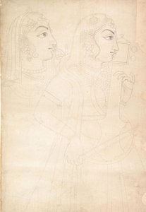 Laulaja ja Sarinda Player, n. 1800. tekijältä Sahib Ram