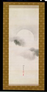 Syksyn kuuta esittävä riippukäärö, kolmesta vuodenajasta koostuvasta triptyykistä, Japani, 1800-luvun alku. tekijältä Sakai Hoitsu