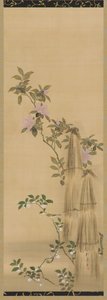Vaaleanpunaiset ja valkoiset kukat ja olkipeitteet, Edo-kausi, 1761-1828. tekijältä Sakai Hoitsu
