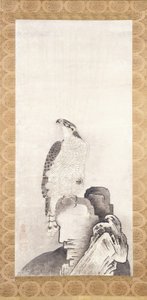 Hawk kyydissä kivellä (muste paperille) tekijältä Sakai Oho
