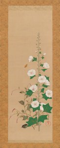 Hollyhocks and Princes-Feather Flowers, 1800-luvun alku. tekijältä Sakai Oho
