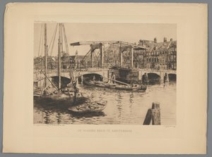 Näkymä Skinny Bridgelle Amsterdamissa Laiha silta Amsterdamissa (otsikko esineessä) tekijältä Salomon Garf