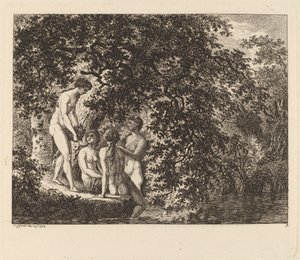 Tyttö kantaa hedelmäkoria, 1770.