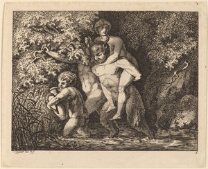Satyr kantaa nymfiä tekijältä Salomon Gessner