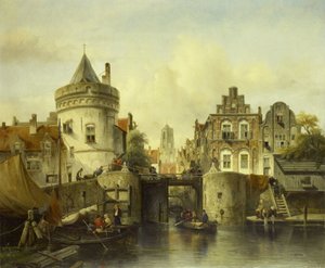 Kuvitteellinen näkymä Amsterdamin Kolksluisiin tekijältä Salomon Leonardus Verveer