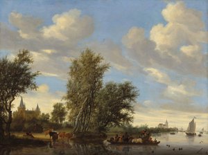 Jokimaisema lautalla, 1649.