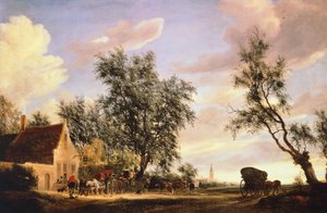White Swan Inn, kirjoittanut Salomon van Ruysdael (noin 1602-1670) tekijältä Salomon van Ruisdael or Ruysdael